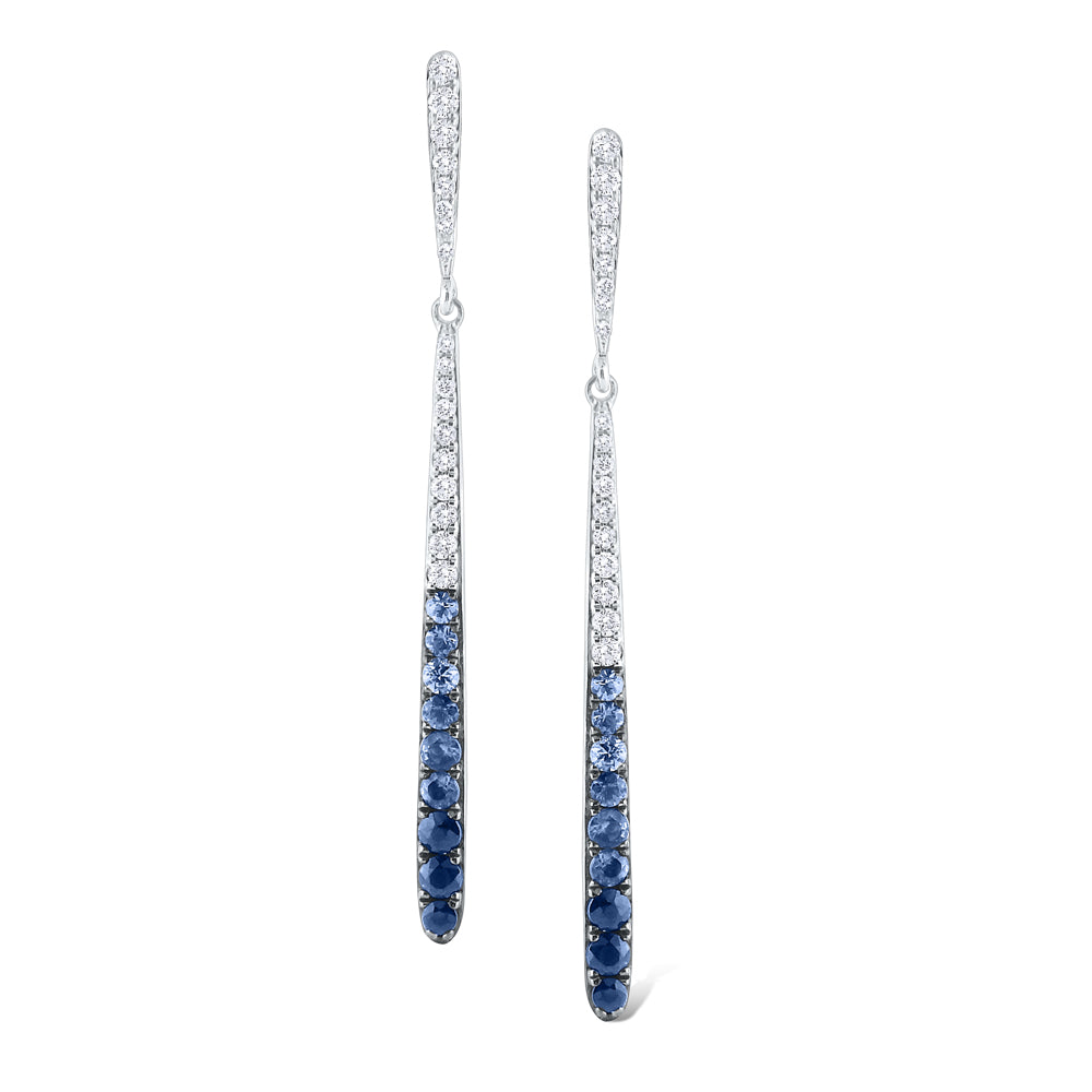 KC Designs Blue Ombre Sapphire & Diamond Line Earrings, 14k