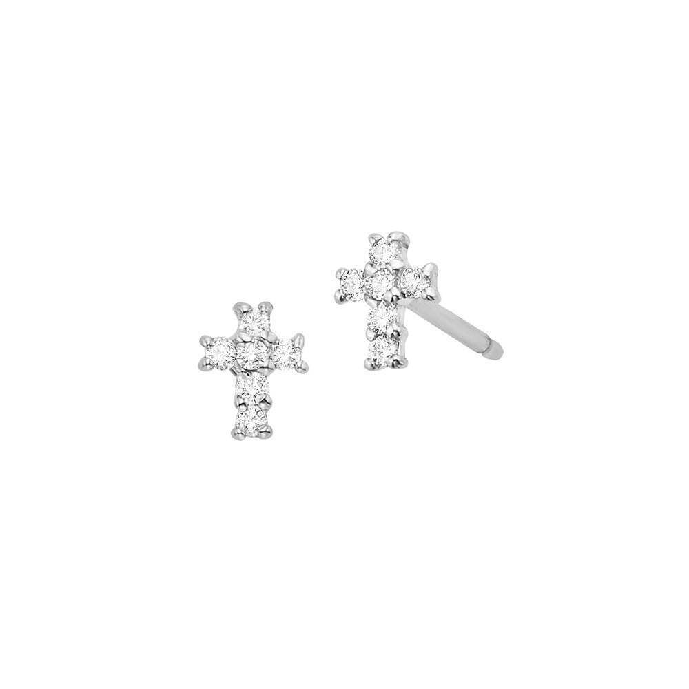 KC Designs 14k Gold and Diamond Tiny Cross Earrings