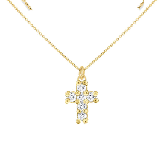 KC Designs 14k Gold and Diamond Mimi Cross Pendant on a 16'' Chain