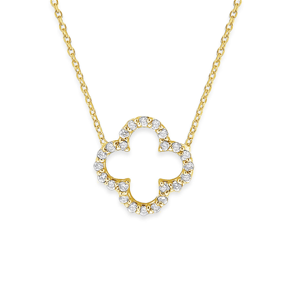 KC Designs 14k Gold and Diamond Open Clover Necklace, Small