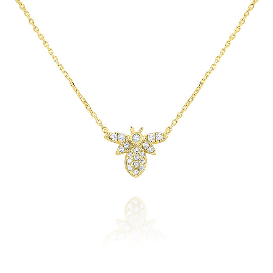 KC Designs 14k Gold and Diamond Mini Bee Necklace on 16-18'' Adjustable Chain