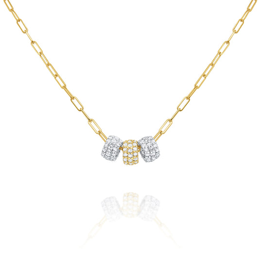 KC Designs 14k Gold and Diamond Triple Rondel Necklace, 18''