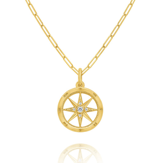 KC Designs 14k Gold and Diamond Compass Necklace, 18''