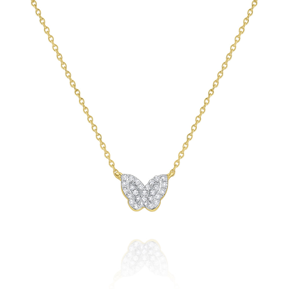 KC Designs 14k Mini Gold and Diamond Butterfly on an Adjustable 16-18'' Chain
