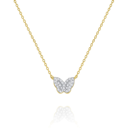 KC Designs 14k Mini Gold and Diamond Butterfly on an Adjustable 16-18'' Chain