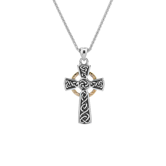 Keith Jack Sterling Silver Oxidized 10k Circle Cross Small Pendant