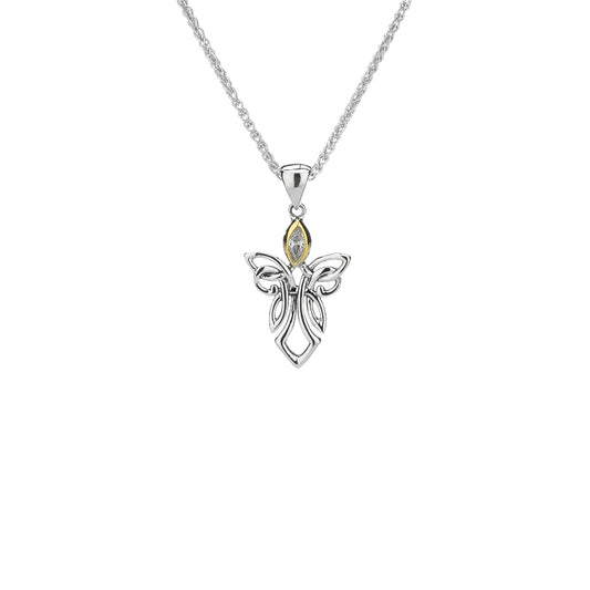 Keith Jack Sterling Silver 10k Guardian Angel CZ Small Pendant
