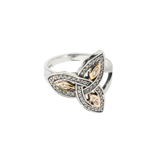 Keith Jack Sterling Silver 10k Trinity with CZ Ring (Tapered)