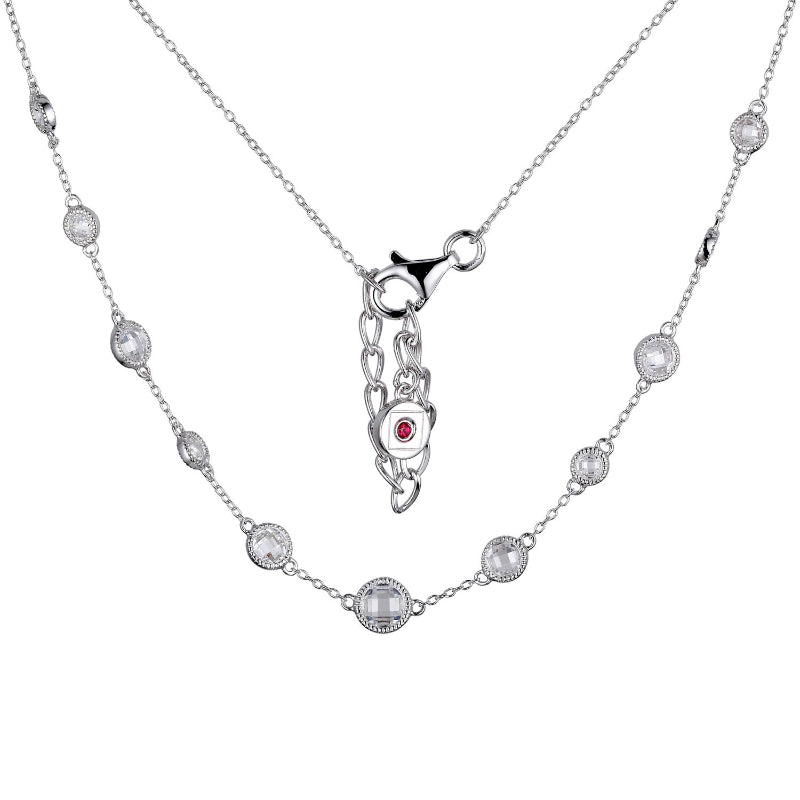 Elle Silver Sterling Rhodium Plated NECK CZ (F-C)RD5MM