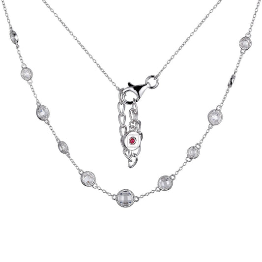 Elle Silver Sterling Rhodium Plated NECK CZ (F-C)RD5MM