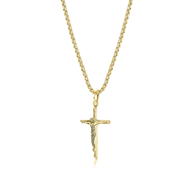 Italgem Steel Gold-Ip S.Steel Jesus-Cross 22''-Necklace