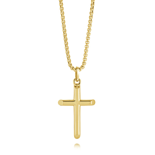 Italgem Steel Gold-Ip S.Steel Polished Cross Necklace