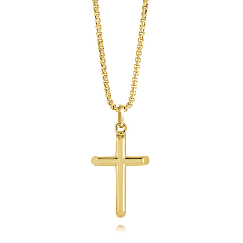 Italgem Steel Gold-Ip S.Steel Polished Cross Necklace
