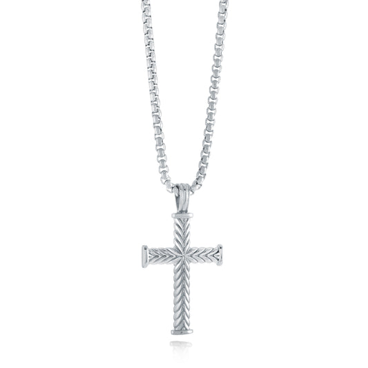 Italgem Steel S.Steel Polished Chevron Cross Necklace