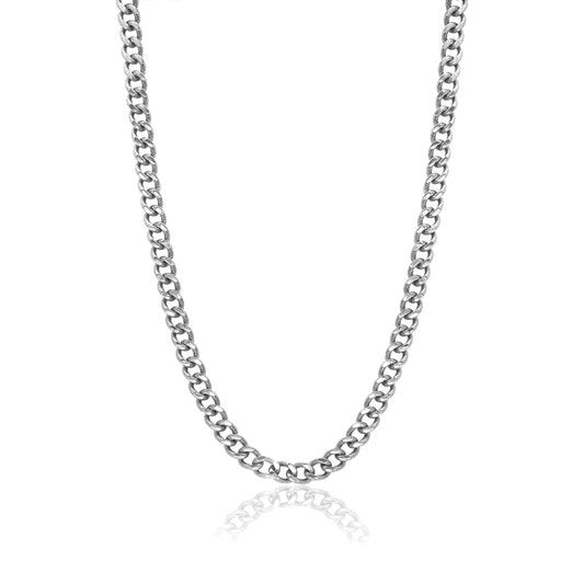 Italgem Steel S.Steel Curb-Link Diamond-Cut 24'' Necklace